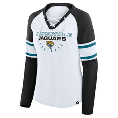 Women's Redzone Blitz Package Raglan Lace-Up V-Neck Long Sleeve T-Shirt - Jacksonville Jaguars