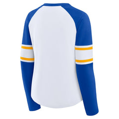 Women's Redzone Blitz Package Raglan Lace-Up V-Neck Long Sleeve T-Shirt - Los Angeles Rams