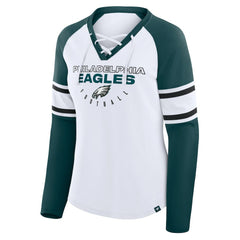 Women's Redzone Blitz Package Raglan Lace-Up V-Neck Long Sleeve T-Shirt - Philadelphia Eagles