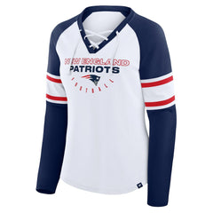 Women's Redzone Blitz Package Raglan Lace-Up V-Neck Long Sleeve T-Shirt - New England Patriots