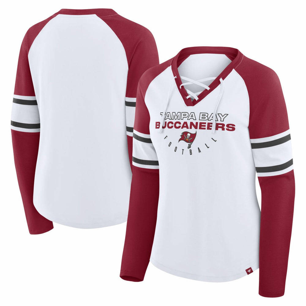 Women's Redzone Blitz Package Raglan Lace-Up V-Neck Long Sleeve T-Shirt - Tampa Bay Buccaneers