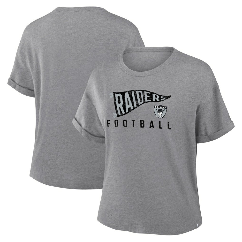 Women's Pennant Wave Tribute Tri-Blend Boxy T-Shirt - Las Vegas Raiders