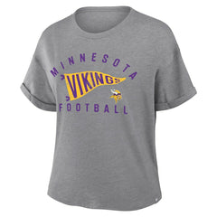 Women's Pennant Wave Tribute Tri-Blend Boxy T-Shirt - Minnesota Vikings