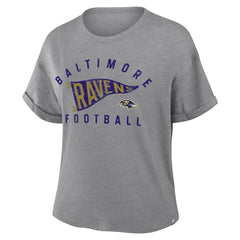 Women's Pennant Wave Tribute Tri-Blend Boxy T-Shirt - Baltimore Ravens