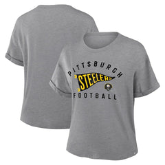 Women's Pennant Wave Tribute Tri-Blend Boxy T-Shirt - Pittsburgh Steelers