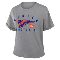 Women's Pennant Wave Tribute Tri-Blend Boxy T-Shirt - Denver Broncos