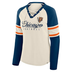 Women's Hometown Gridiron Hero Raglan Lace-Up V-Neck Long Sleeve T-Shirt - Chicago Bears