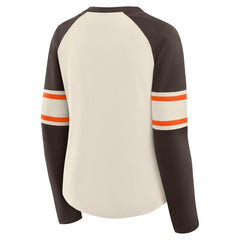 Women's Hometown Gridiron Hero Raglan Lace-Up V-Neck Long Sleeve T-Shirt - Cleveland Browns