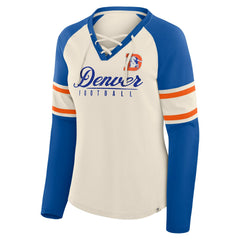 Women's Hometown Gridiron Hero Raglan Lace-Up V-Neck Long Sleeve T-Shirt - Denver Broncos