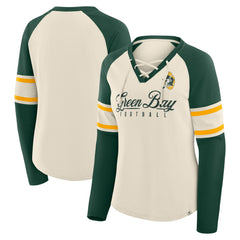 Women's Hometown Gridiron Hero Raglan Lace-Up V-Neck Long Sleeve T-Shirt - Green Bay Packers