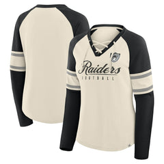 Women's Hometown Gridiron Hero Raglan Lace-Up V-Neck Long Sleeve T-Shirt - Las Vegas Raiders