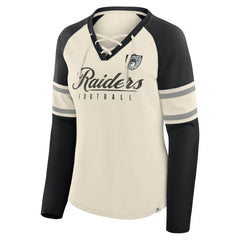 Women's Hometown Gridiron Hero Raglan Lace-Up V-Neck Long Sleeve T-Shirt - Las Vegas Raiders