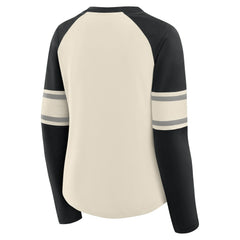 Women's Hometown Gridiron Hero Raglan Lace-Up V-Neck Long Sleeve T-Shirt - Las Vegas Raiders
