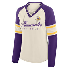 Women's Hometown Gridiron Hero Raglan Lace-Up V-Neck Long Sleeve T-Shirt - Minnesota Vikings