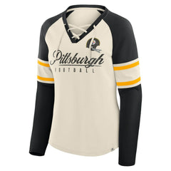 Women's Hometown Gridiron Hero Raglan Lace-Up V-Neck Long Sleeve T-Shirt - Pittsburgh Steelers