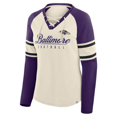 Women's Hometown Gridiron Hero Raglan Lace-Up V-Neck Long Sleeve T-Shirt - Baltimore Ravens