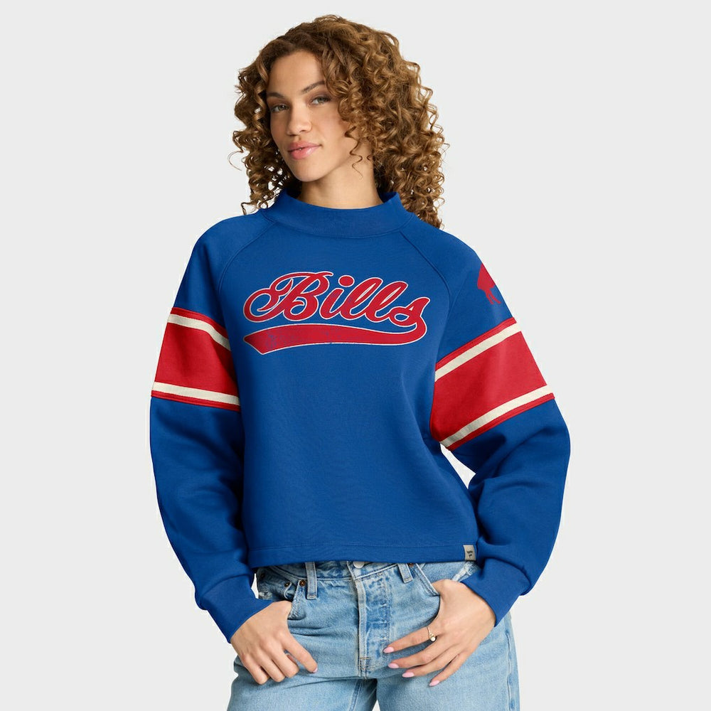 Oversized Hometown Toss Sweep Mock Neck Pullover - Buffalo Bills