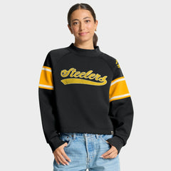 Oversized Hometown Toss Sweep Mock Neck Pullover - Pittsburgh Steelers