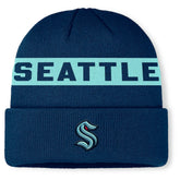 NHL Deep Sea Blue Seattle Kraken Fanatics Authentic Pro Rink Cuffed Knit Hat