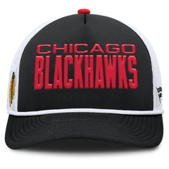 NHL Black/White Chicago Blackhawks Fanatics Authentic Pro Rink A-Frame Adjustable Hat