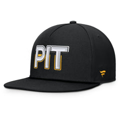 NHL Black Pittsburgh Penguins Fanatics Authentic Pro Rink Team Code Snapback Hat