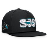NHL Black San Jose Sharks Fanatics Authentic Pro Rink Team Code Snapback Hat