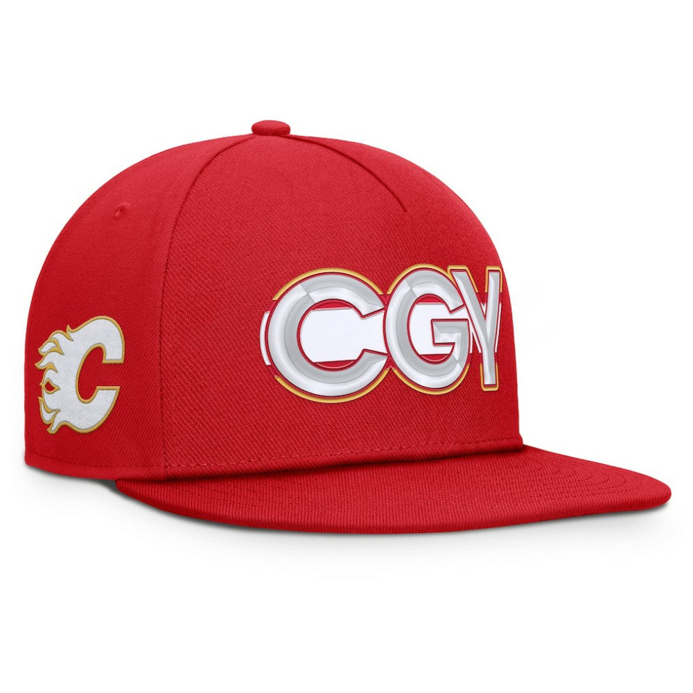 NHL Red Calgary Flames Fanatics Authentic Pro Rink Team Code Snapback Hat