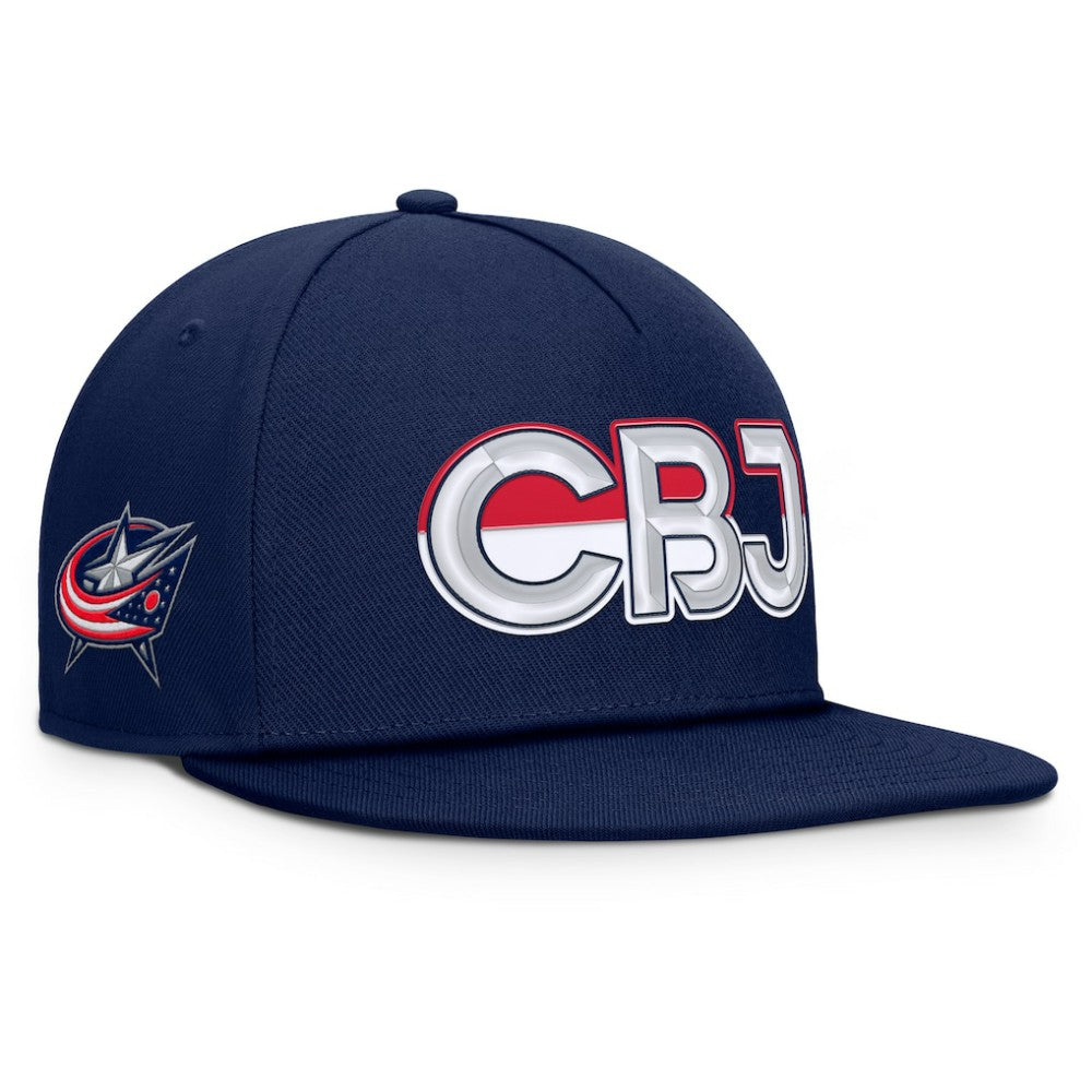 NHL Navy Columbus Blue Jackets Fanatics Authentic Pro Rink Team Code Snapback Hat