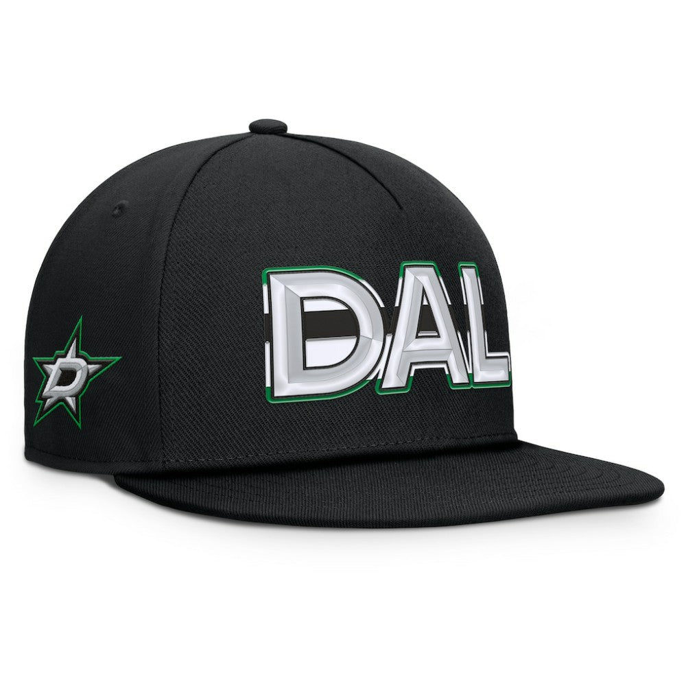 NHL Black Dallas Stars Fanatics Authentic Pro Rink Team Code Snapback Hat