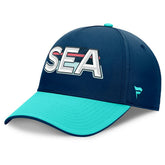 NHL Deep Sea Blue/Light Blue Seattle Kraken Fanatics Authentic Pro Rink Team Code Flex Hat
