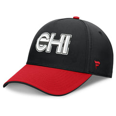 NHL Black/Red Chicago Blackhawks Fanatics Authentic Pro Rink Team Code Flex Hat