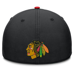 NHL Black/Red Chicago Blackhawks Fanatics Authentic Pro Rink Team Code Flex Hat