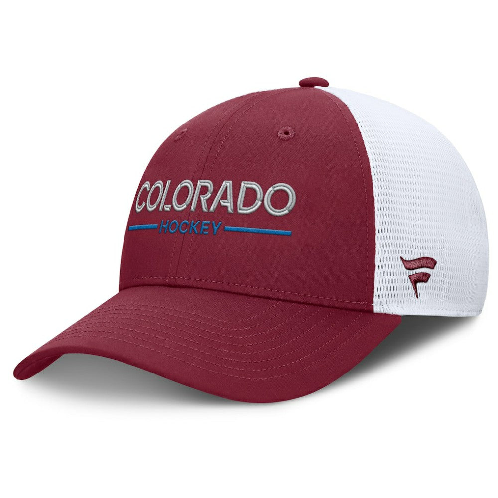 NHL Burgundy/White Colorado Avalanche Fanatics Authentic Pro Rink Lockup Adjustable Trucker Hat