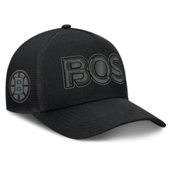 NHL Black Boston Bruins Fanatics Authentic Pro Road Team Code Trucker Adjustable Hat