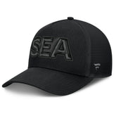 NHL Black Seattle Kraken Fanatics Authentic Pro Road Team Code Trucker Adjustable Hat