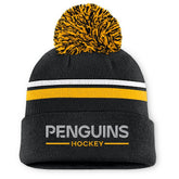 NHL Black Pittsburgh Penguins Fanatics Women's Authentic Pro Rink Cuffed Knit Hat with Pom