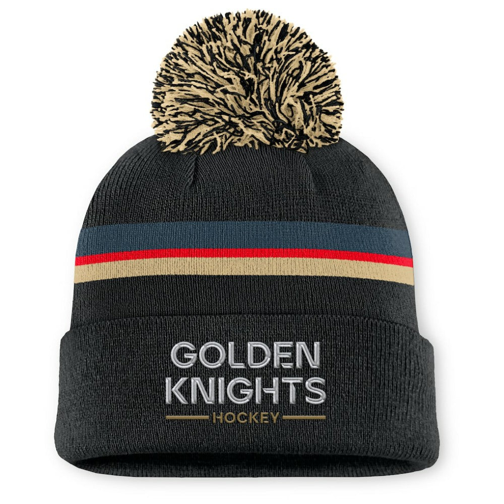 NHL Black Vegas Golden Knights Fanatics Women's Authentic Pro Rink Cuffed Knit Hat with Pom