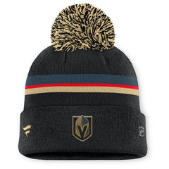 NHL Black Vegas Golden Knights Fanatics Women's Authentic Pro Rink Cuffed Knit Hat with Pom