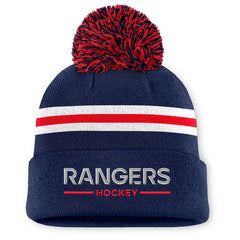 NHL Navy New York Rangers Fanatics Women's Authentic Pro Rink Cuffed Knit Hat with Pom