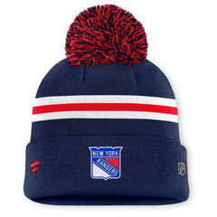 NHL Navy New York Rangers Fanatics Women's Authentic Pro Rink Cuffed Knit Hat with Pom