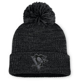 NHL Black Pittsburgh Penguins Fanatics Women's Authentic Pro Road Cuffed Knit Hat with Pom