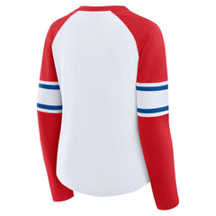 MLB Philadelphia Phillies Fanatics Women's Blitz Package Raglan Lace-Up V-Neck Long Sleeve T-Shirt