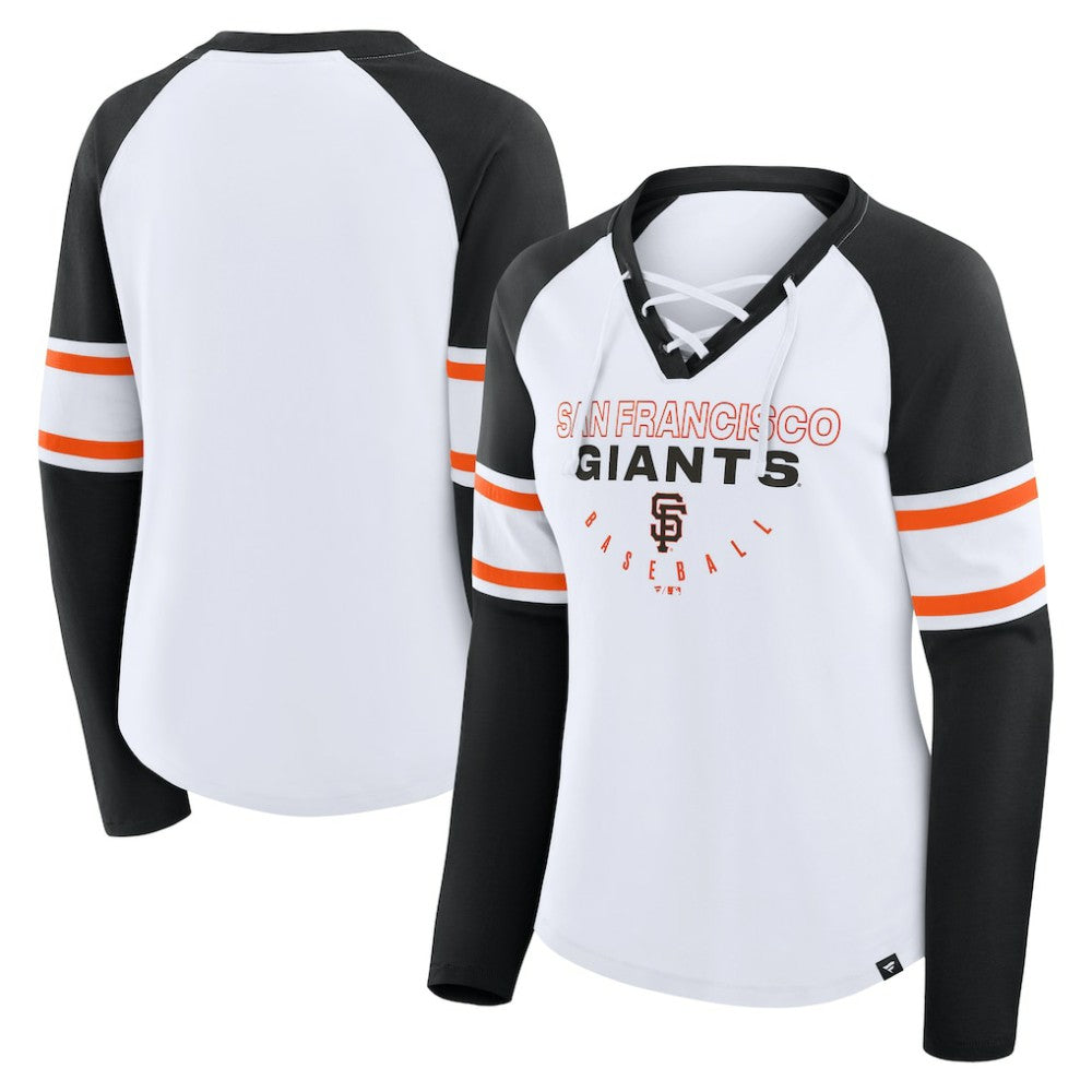 MLB San Francisco Giants Fanatics Women's Blitz Package Raglan Lace-Up V-Neck Long Sleeve T-Shirt