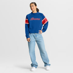 MLB Atlanta Braves Fanatics Women's Oversized Toss Sweep Raglan Pullover Sweatshirt