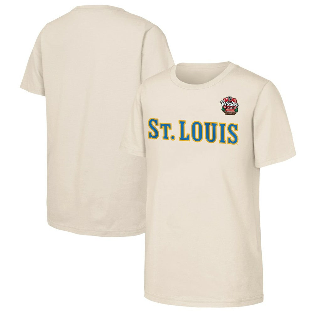 NHL Tan St. Louis Blues Youth 2025 NHL Winter Classic Primary Logo T-Shirt
