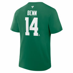 NHL Kelly Green Jamie Benn Dallas Stars Fanatics Captain Authentic Stack Name & Number T-Shirt