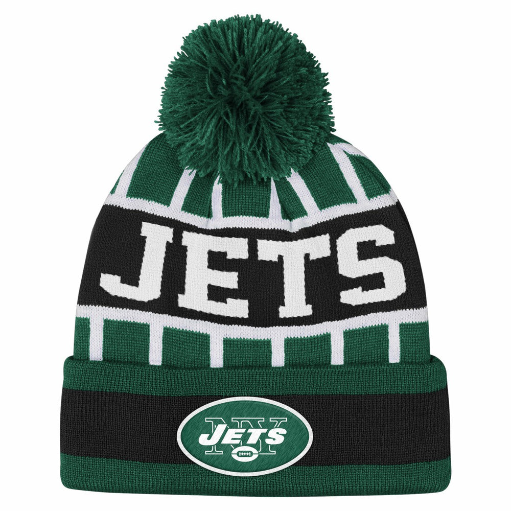 Outerstuff Youth Go Fast Cuffed Knit Hat with Pom - New York Jets