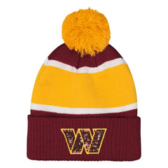 Outerstuff Girls Let's Play Cuffed Knit Hat with Pom - Washington Commanders