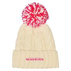 Outerstuff Girls Cable Cuffed Knit Hat with Pom - Baltimore Ravens