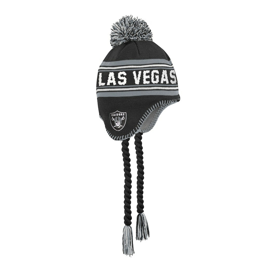 Outerstuff Youth Jacquard Tassel Knit Hat with Pom - Las Vegas Raiders